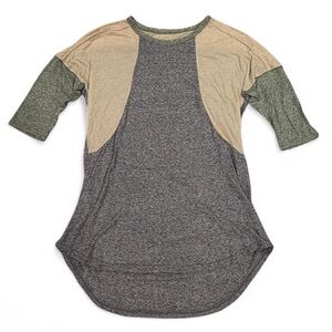 Free People burnout 3/4 sleeve color block burnout shirt